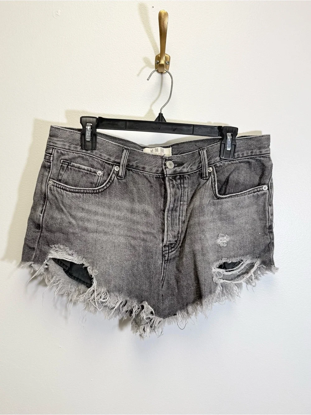 Free People We The Free Good Vibrations Cut-Off Shorts Sulphur Black 29